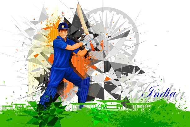easy to edit vector illustration of cricket player from India